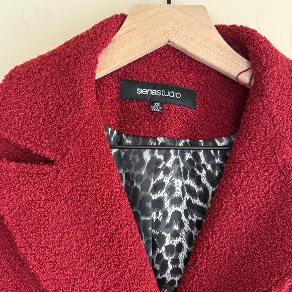 Siena Studio Faux Fur Wool Burgundy Coat Classic Car Single Button X Small XS - Picture 9 of 12